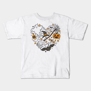 Halloween Doodles Hearth, Gift For Halloween Moms, Cute Halloween, Halloween, Pumpkin, Halloween Witch Kids T-Shirt